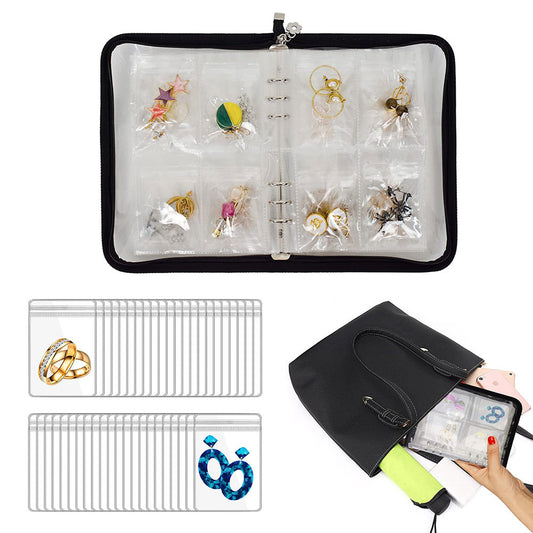 Transparent Travel Jewelry Organizer Storage Book Set for Earring Necklace Ring
