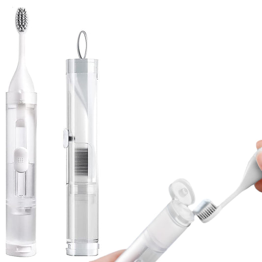 2Pcs Toothbrushes Kit Fold Travel Built-in Travel Toothpaste Container