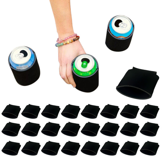 25Pcs Black Blank Can Cooler Sleeves Collapsible Plain Drink Holder Skinny Drink Insulated Sleeve