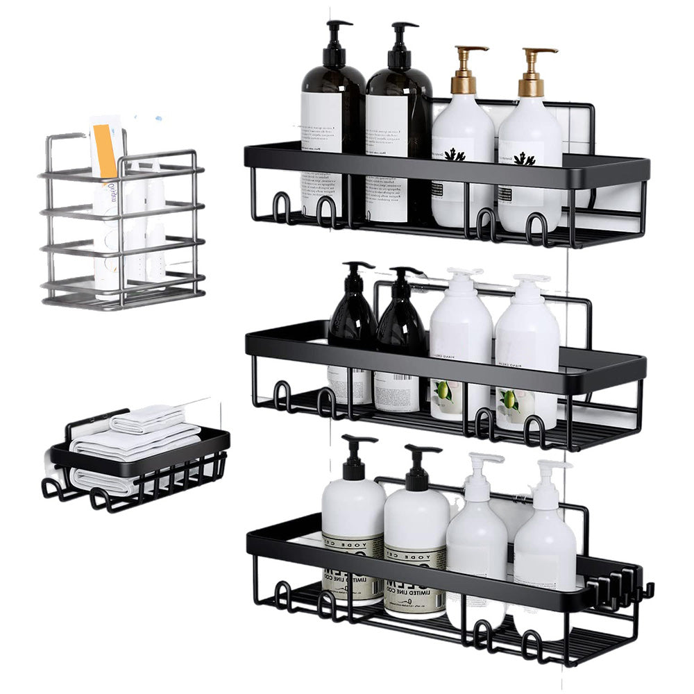 5Pcs Shower Caddy Adhesive Bathroom Wall Organizer Rack