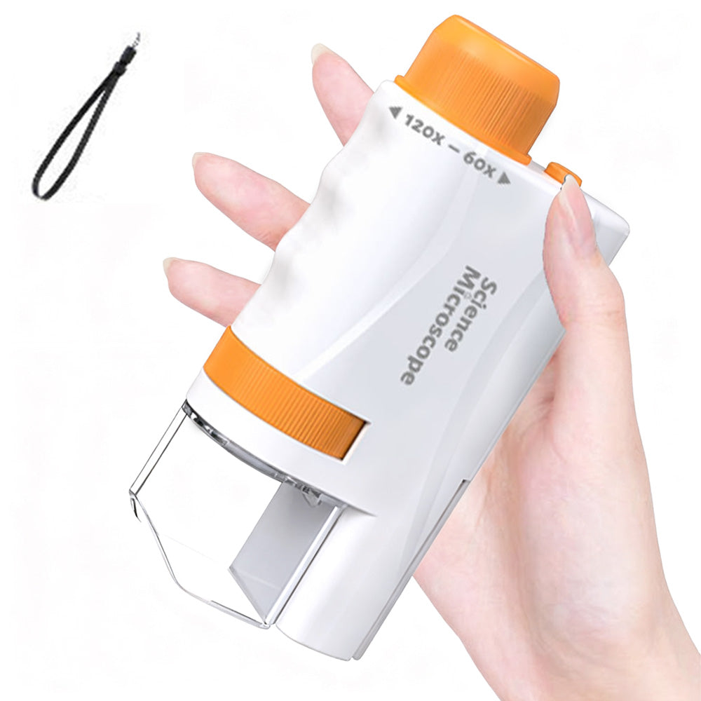 60X - 120X Portable Handheld Microscope Mini STEM Science Toy with LED Light