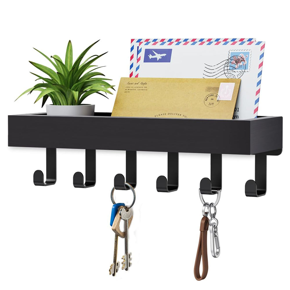Wall Key Holder with Shelf Wooden Key Rack for Entryway Home