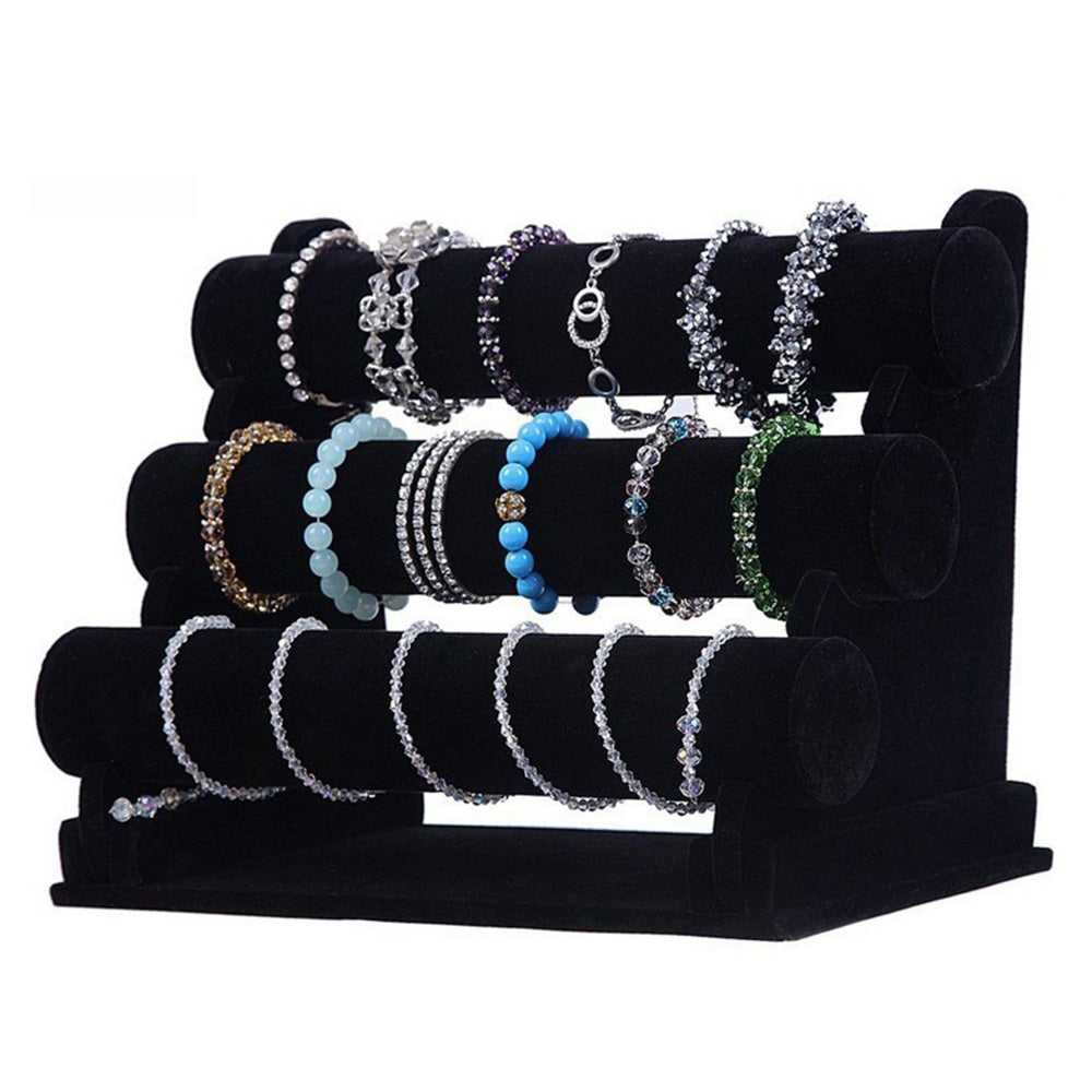 3 Tier Detachable Velvet Bracelet Display Stand for Jewelry Store Home Organizer