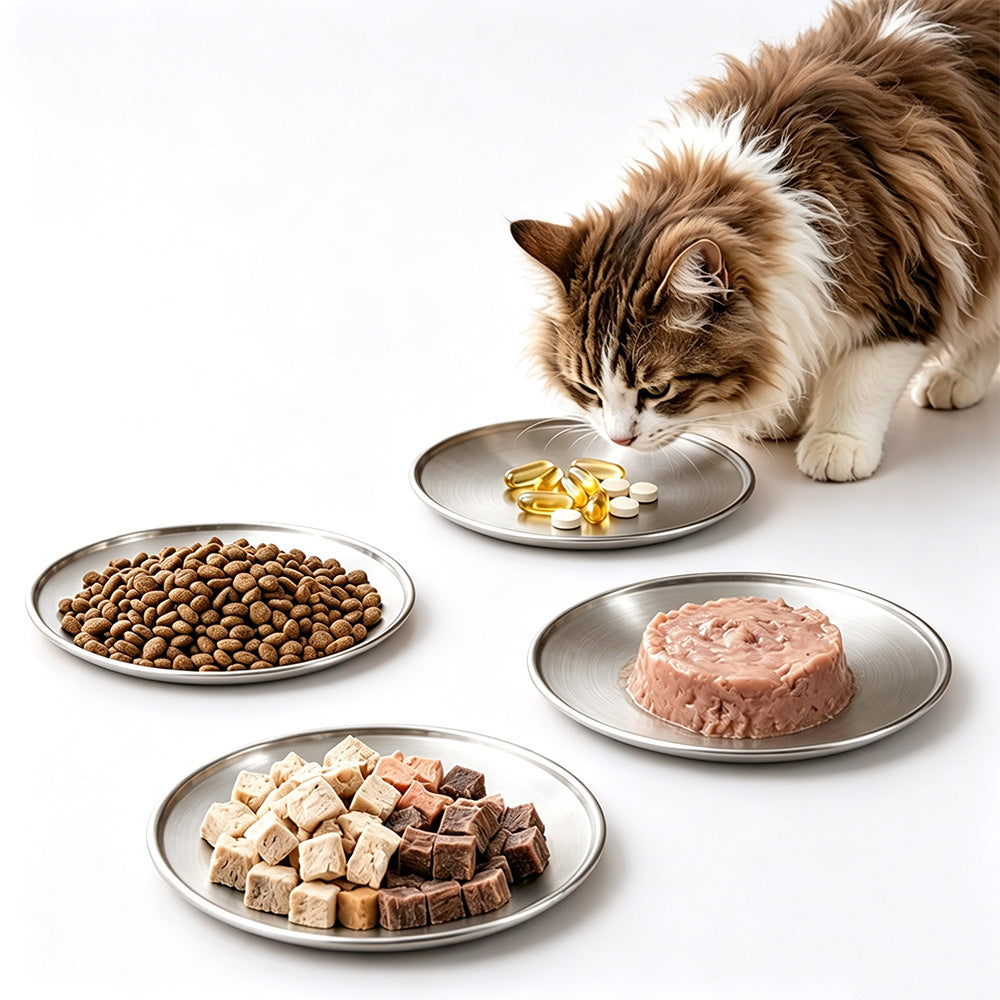 4Pcs Stainless Steel Pet Bowls Durable Shallow Pet Feeding Dishes for Cats Dogs-Silver