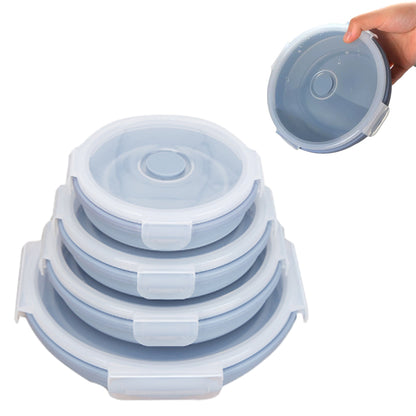 4Pcs Collapsible Food Storage Containers with Lid Microwave Freezer Security