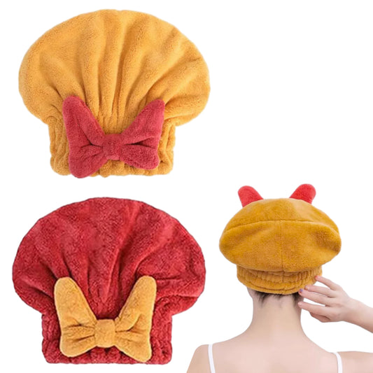 2Pcs Super Absorbent Wet Hair Fast Drying Towel Cap