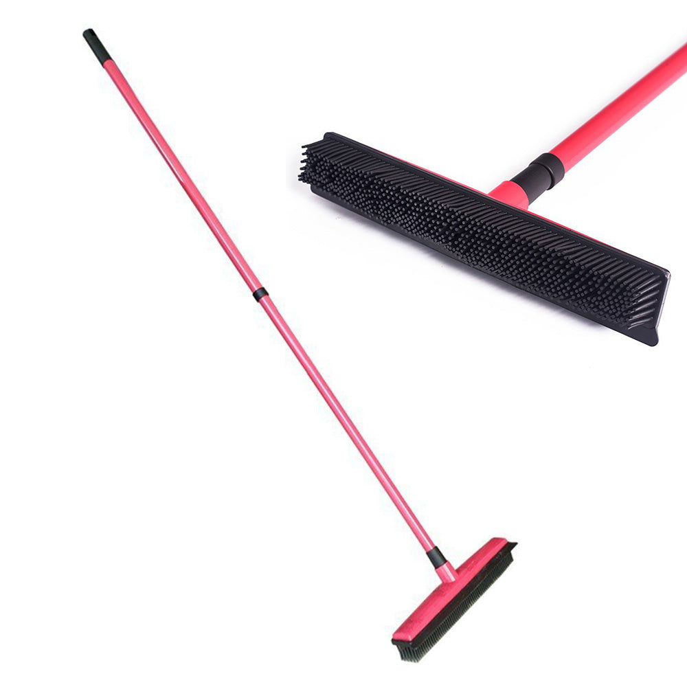 Rubber Broom For Pet Dog Cat Hair Sweeper Squeegee Windows Car Long Handle