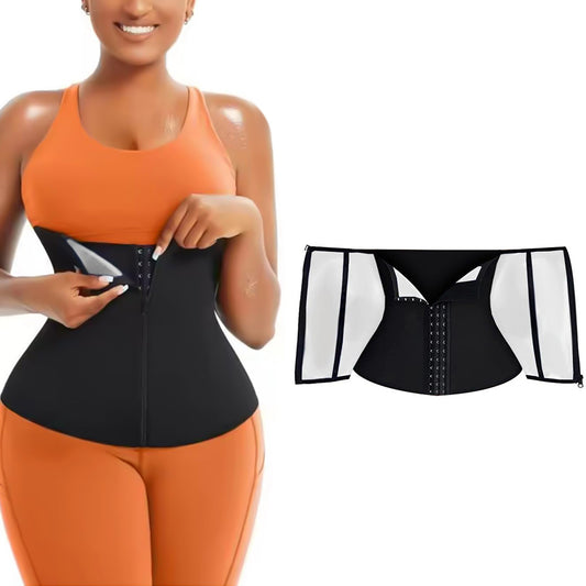 Womens Workout Waist Trainer 3-Row Hook and Zip Slimming Belt for Yoga Fitness-Silver