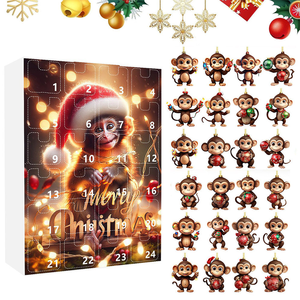2025 Advent Countdown Calendar Funny Monkey Ornament Christmas Hanging Ornaments
