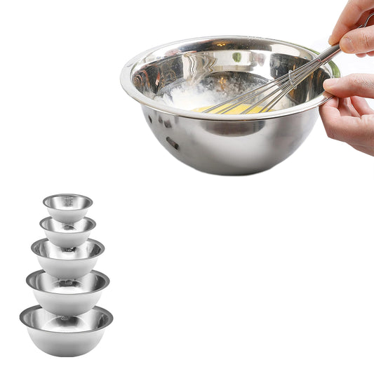 5Pcs Stainless Steel Polished Round Bowl Set
