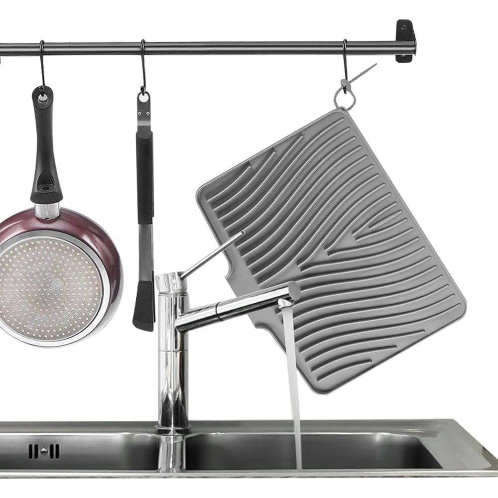 Silicone Dish Drying Mat with Foldable Drain Design