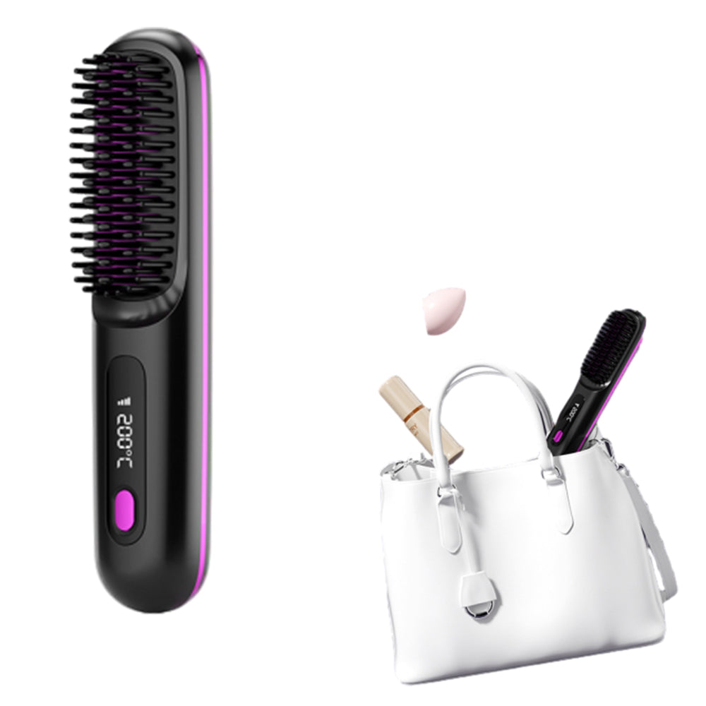 Portable Cordless Hair Straightener Comb with LED Display Negative Ion Heating