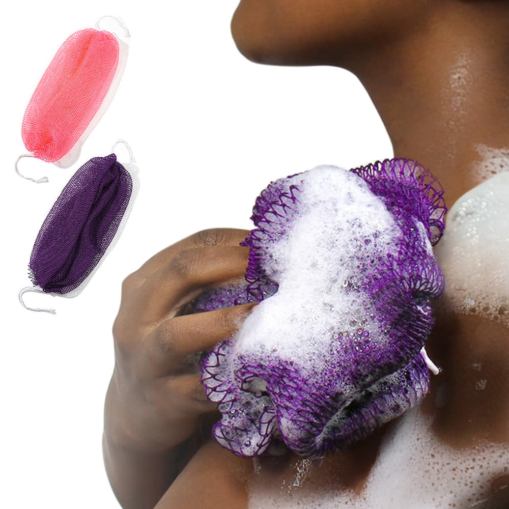 2PCS African Net Sponge Body Scrubber for Exfoliating and Bathing