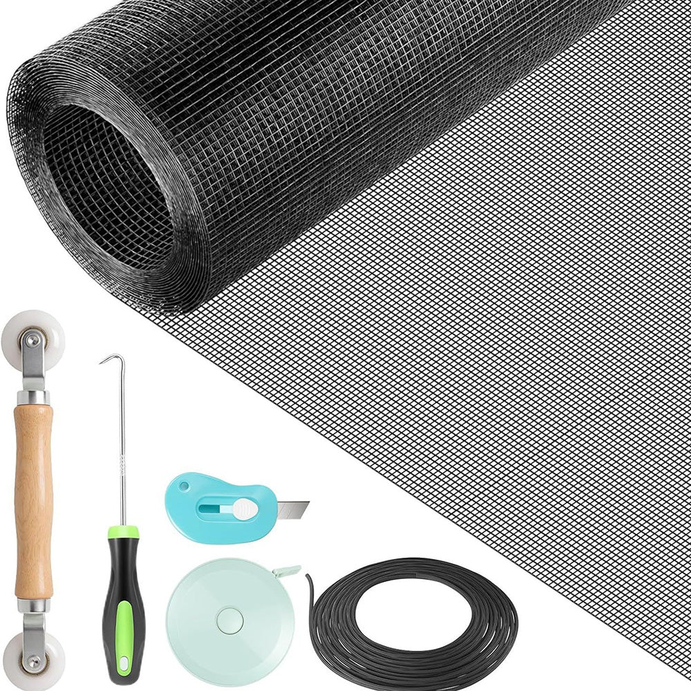 DIY Window Screen Repair Kit Fiberglass Mesh with Tools for Doors Patio Porch