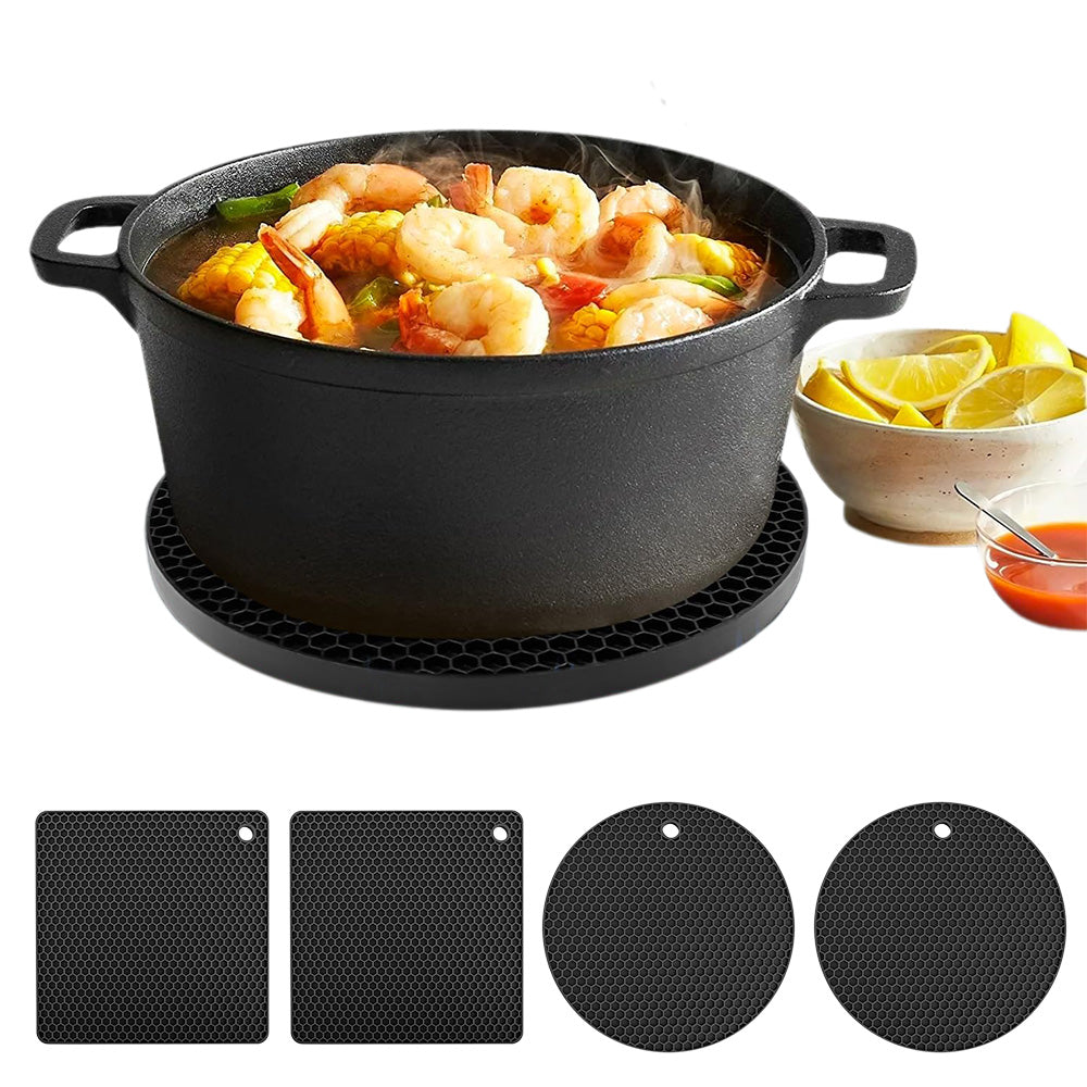 4Pcs Silicone Trivets for Hot Pots and Pans Heat Resistant Pot Holders for Hot Dishes