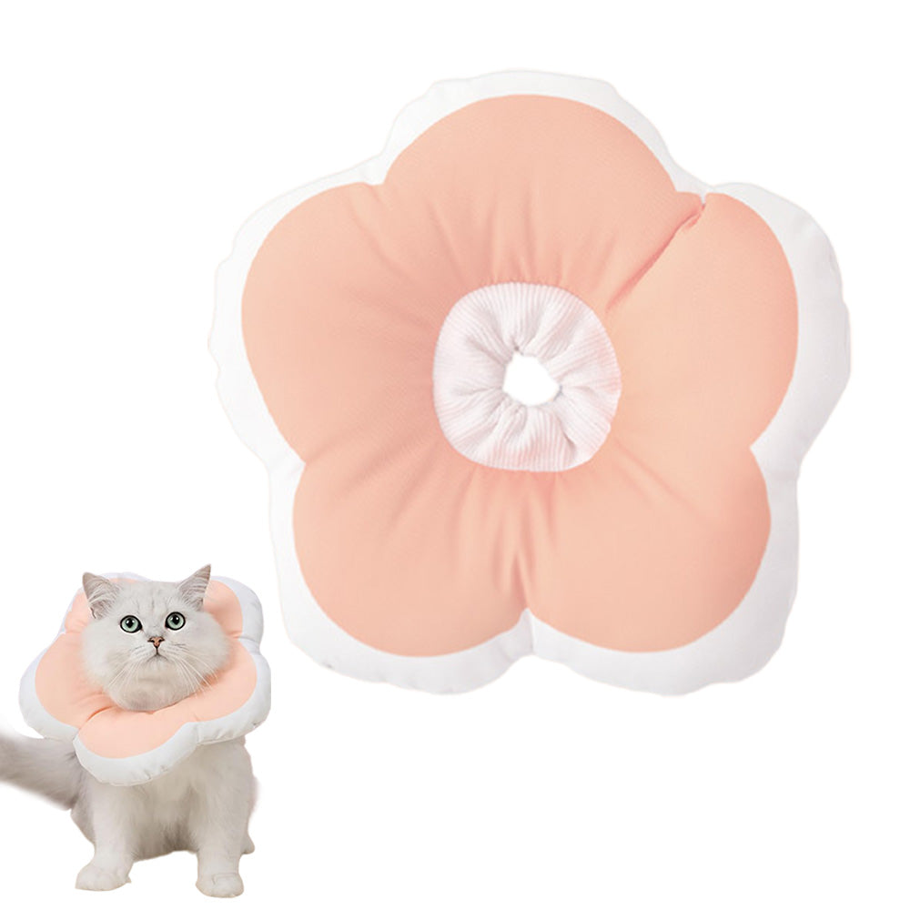 Cute Flower Cat Cone Collar Anti-Bite Lick Wound Healing Protective Neck Collar-Peach Blossom