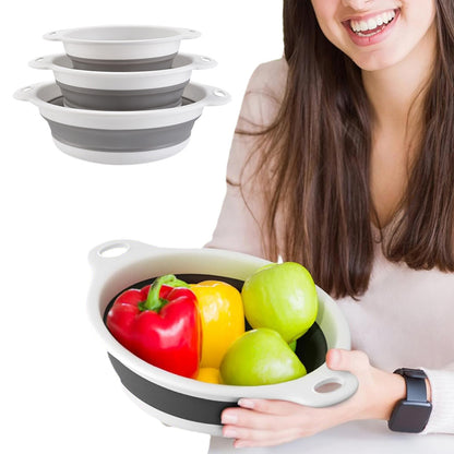 3 Piece Foldable Colander Set for Kitchen Use