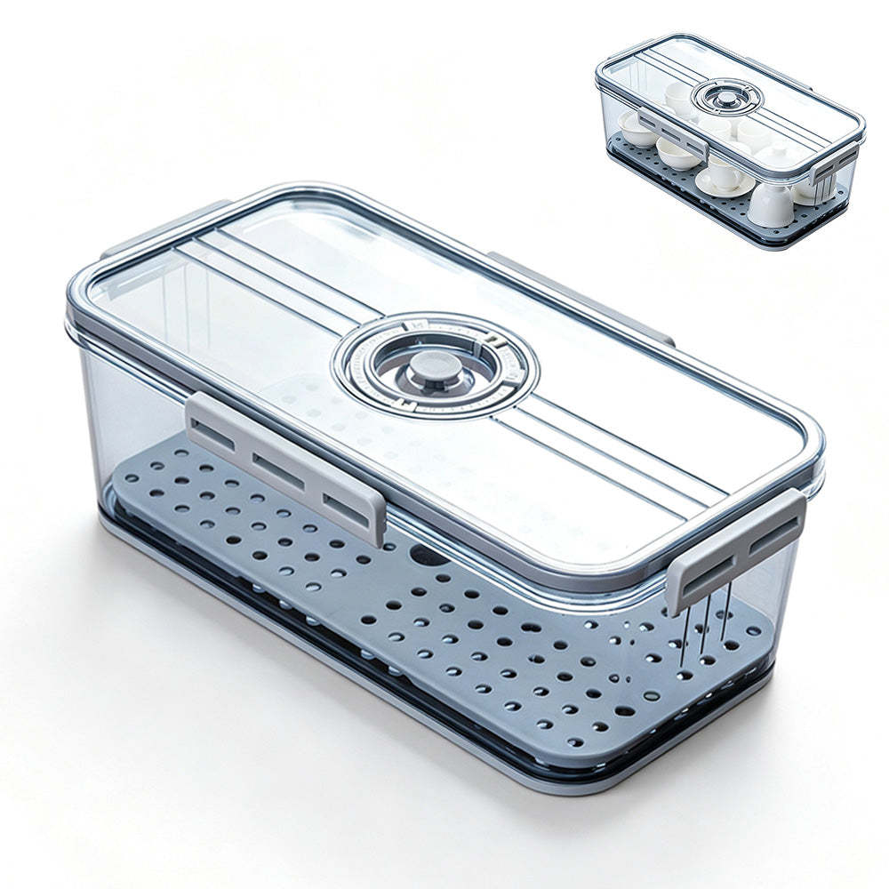 Transparent Bread Box with Timer Drainboard Lid Kitchen Storage Container for Food