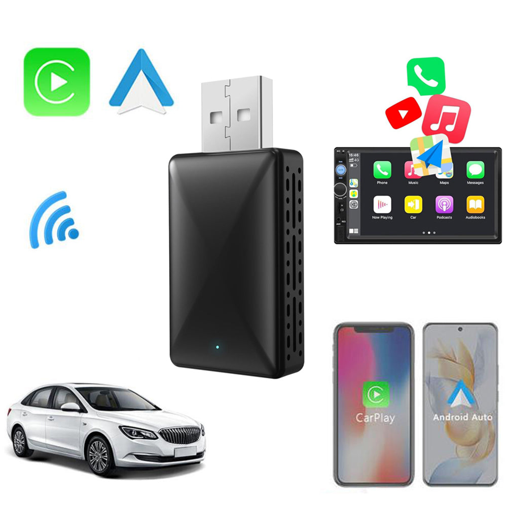 2 in-1 Wired To Wireless CarPlay Android Auto USB Car Dongle Connect Box