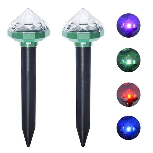 2Pcs Mole Repellent Solar Powered with Auto LED Lights for Mice Snakes Moles