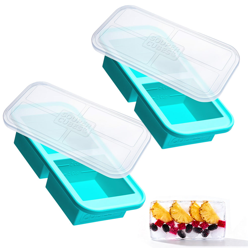 2 Pcs Silicone Freezer Tray With Lid Freezer Food Storage Molds for Soup Sauce Broth