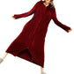 Unisex Long Hooded Zipper Bathrobe Fleece Robes Winter Warm Nightgown Sleepwear Pyjamas-Wine Red
