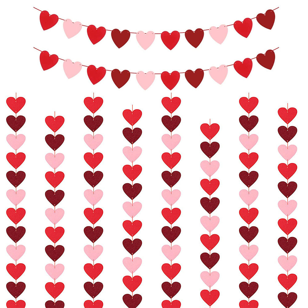 Felt Heart Garland Banner Decoration for Valentine's Weddings & Parties