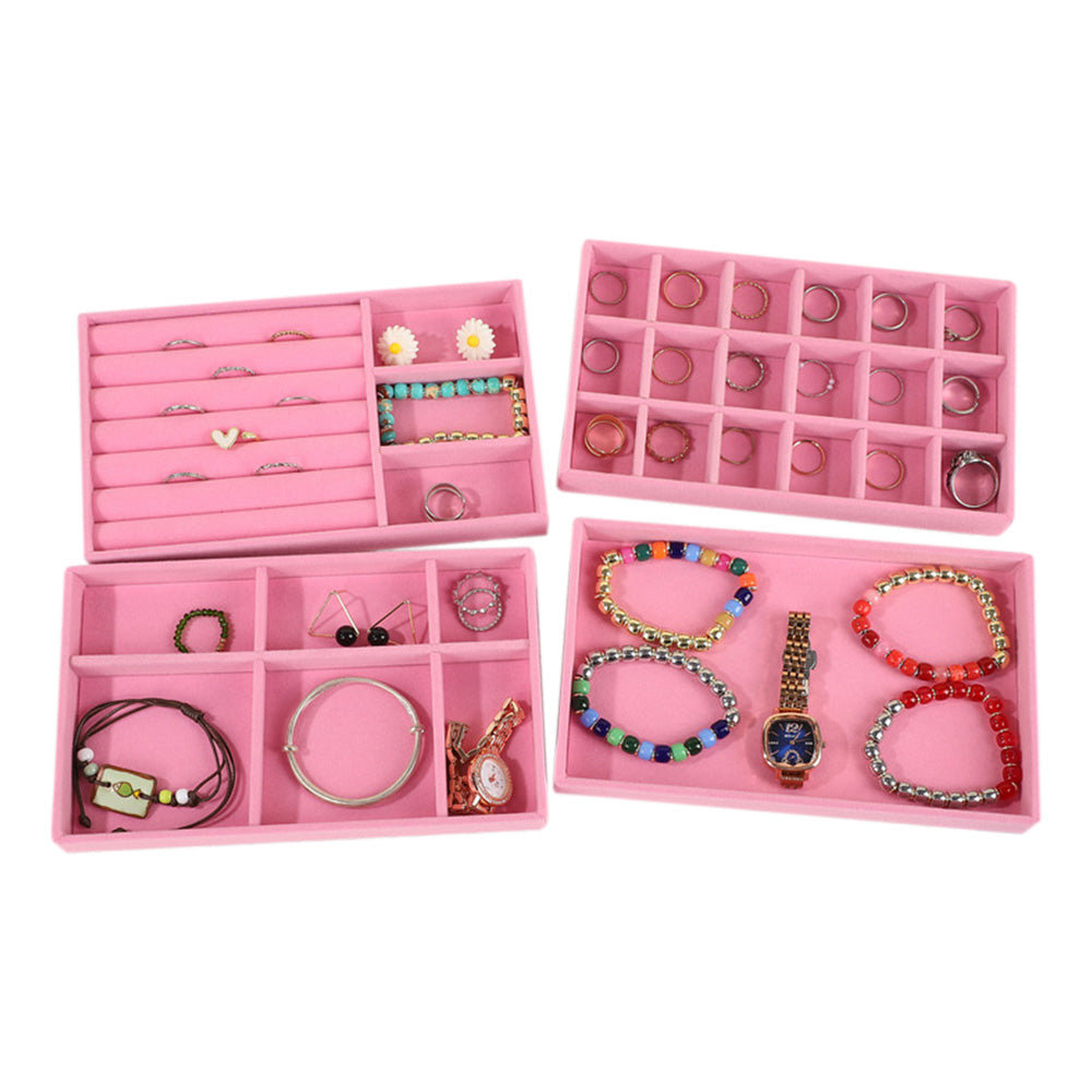 4pcs Stackable Jewelry Organizer Boxes Set for Earrings Rings Necklaces Bracelets