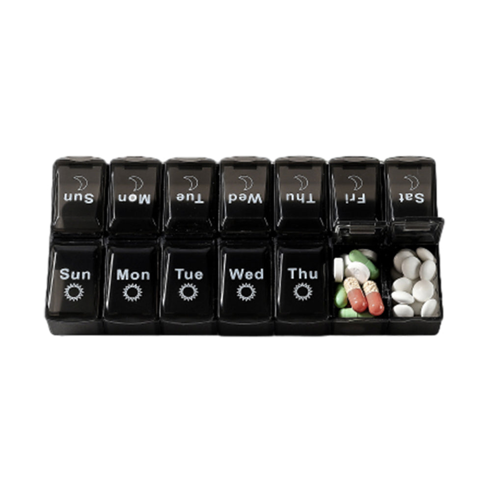 14-Slot 7-Day Pill Dispenser Box for AM/PM Weekly