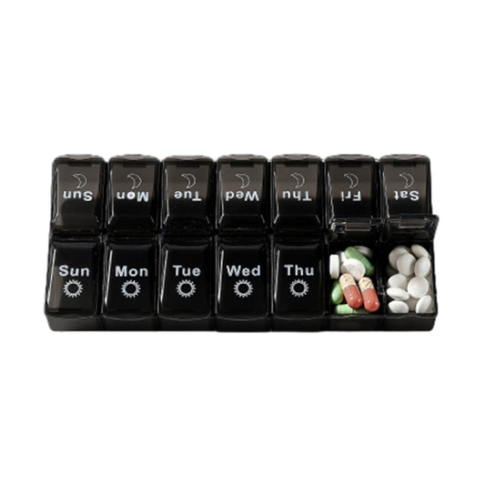 14-Slot 7-Day Pill Dispenser Box for AM/PM Weekly