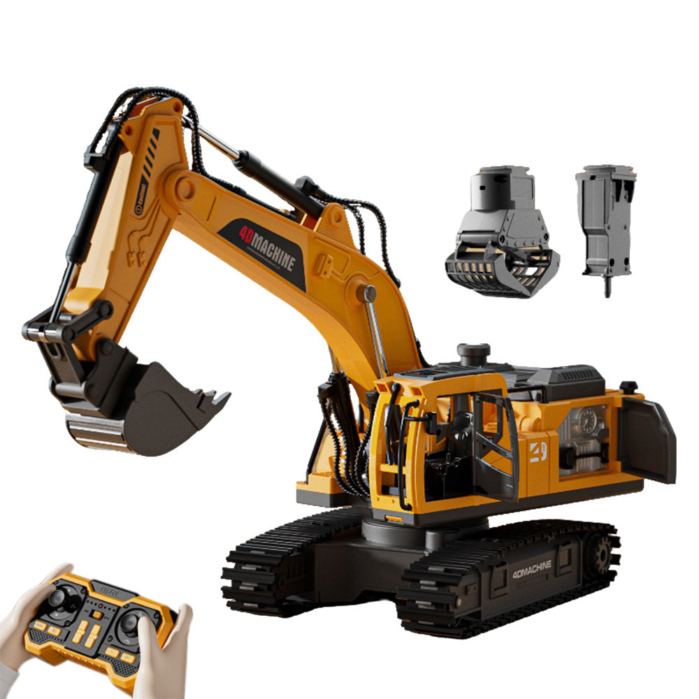 3-in-1 RC Excavator Toy 2.4G Remote Control Digger with 3 Work Heads