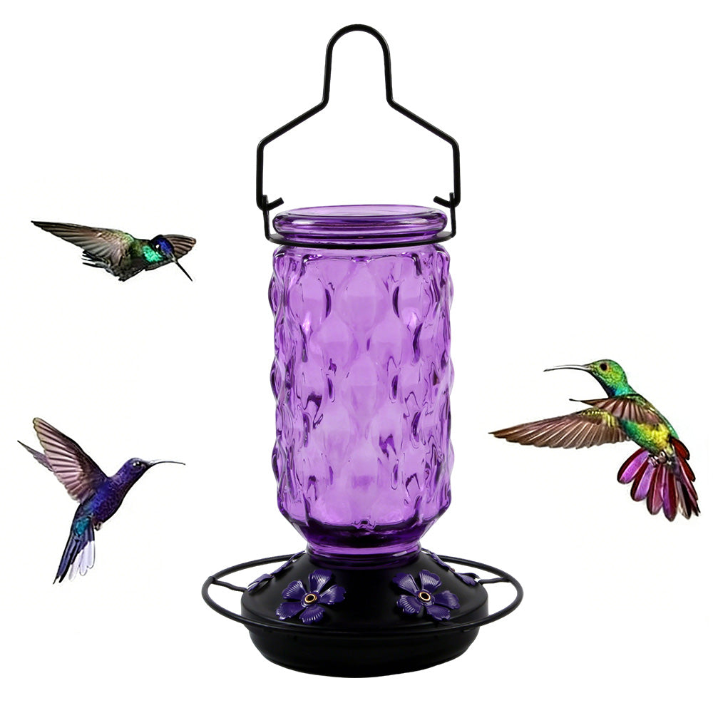Stained Glass Hummingbird Feeder Wide Mouth Garden Decor