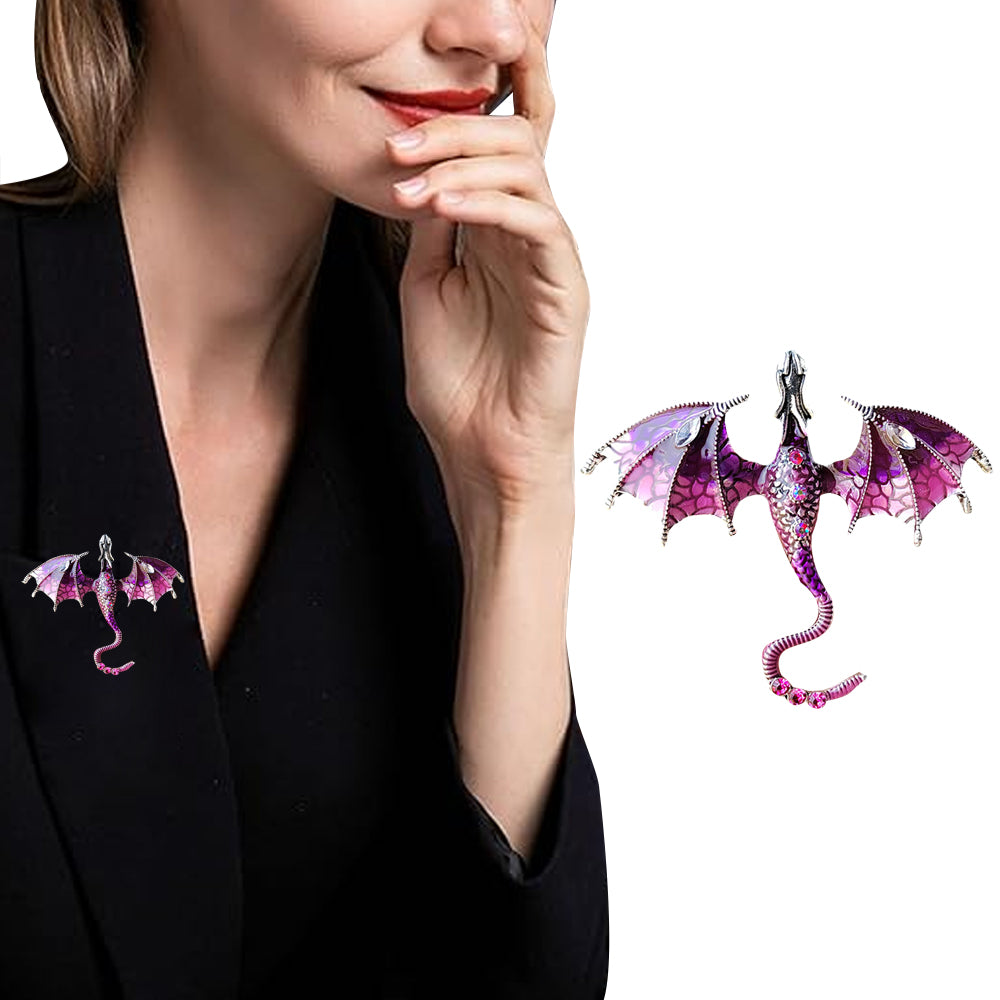 2Pcs Flying Dragon Brooch Pin Vintage Punk Flying Dragon Brooch