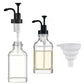 2 Pack 500ml Square Glass Syrup Soap Dispenser Bottles with Funnel