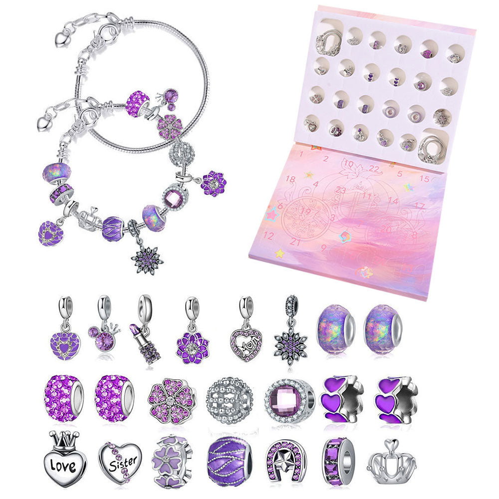 24 DAYS Christmas Advent Countdown Calendar Charm Bracelet Making Kit