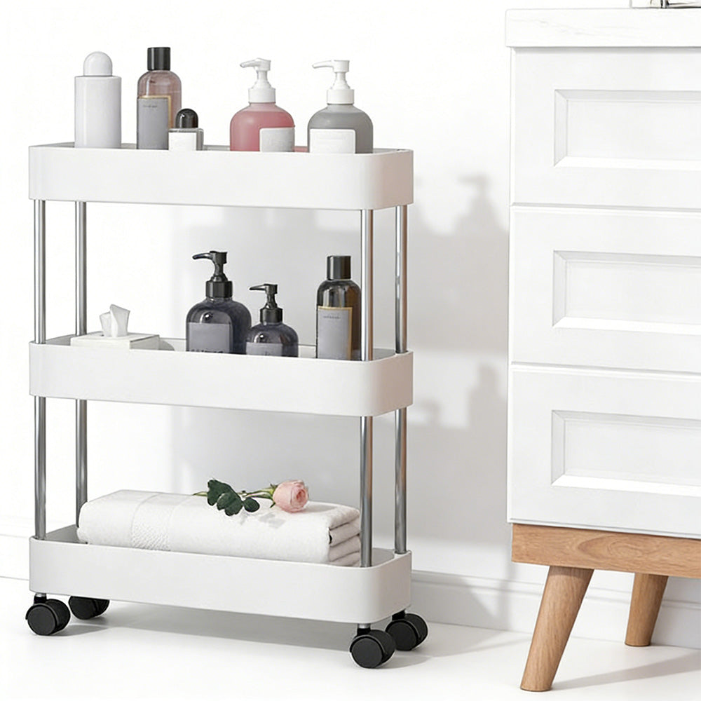 Slim Rolling Storage Cart Bathroom Shelves Organizer for Kitchen Laundry