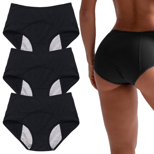 3Pcs Women Period Menstrual Underpants Nylon Panties Leakproof Briefs