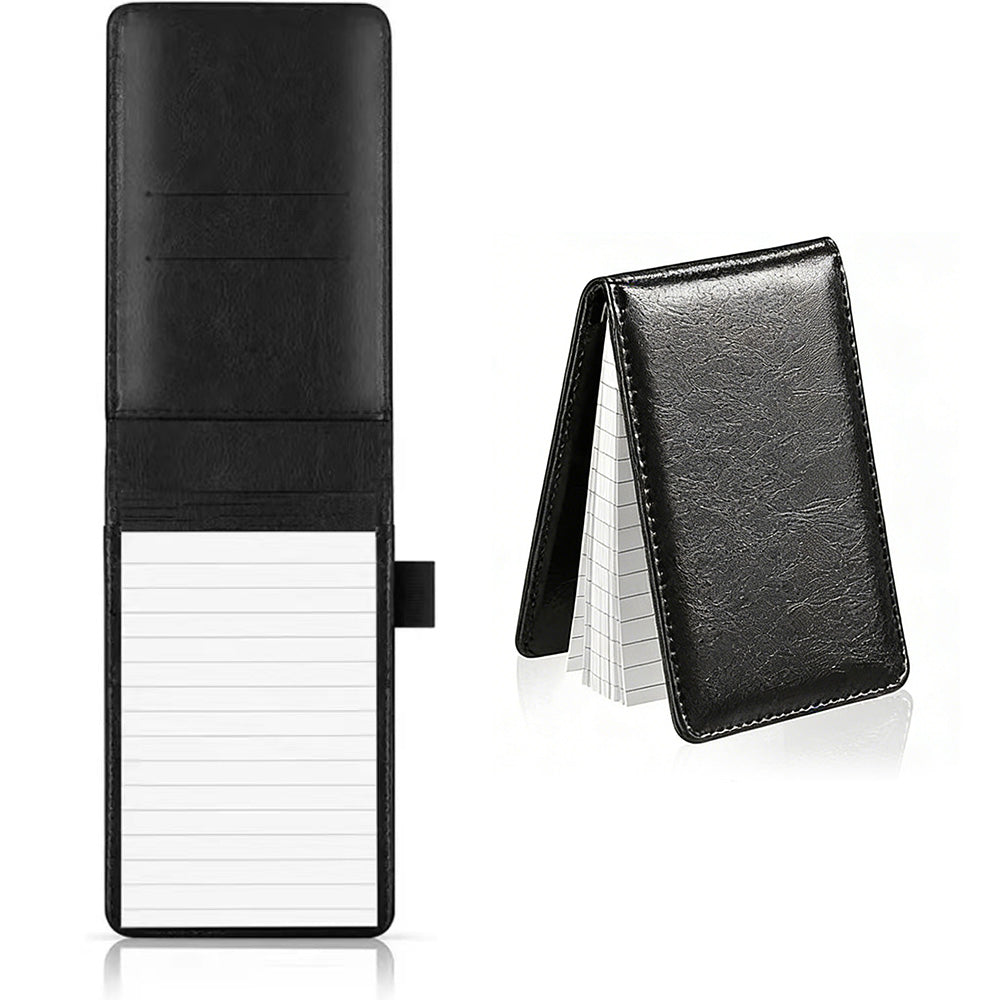 A7 Mini Pocket Notebook PU Leather Notepad with Pen Holder Card Slot
