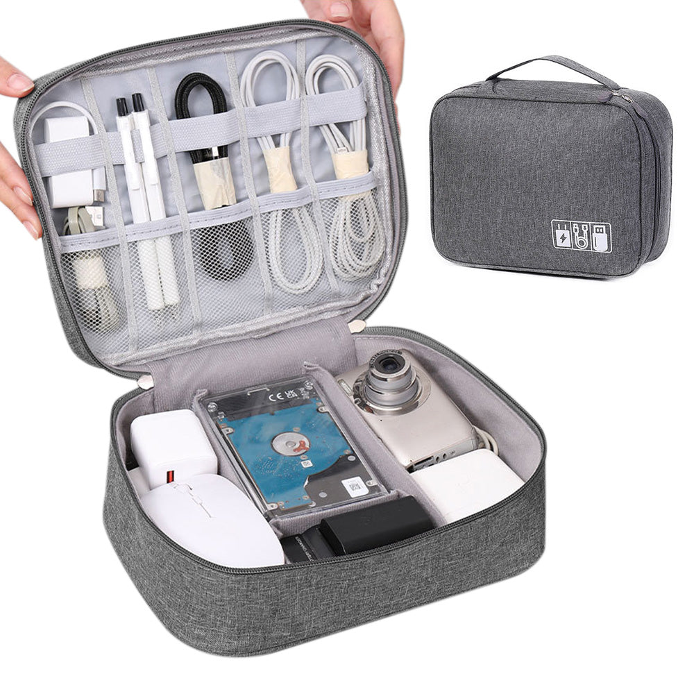 Large Digital Electronics Travel Organizer Bag with Adjustable Dividers