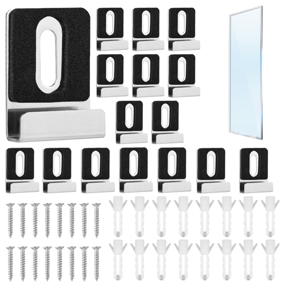 16Pcs Metal Mirror Holder Kit Loaded Mirror Hanger Clips Set