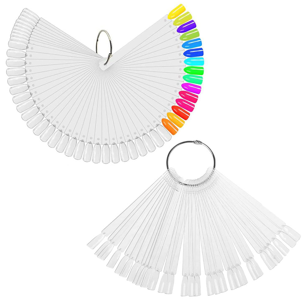 100 PCS Clear Nail Swatch Sticks with Ring Nail Art Swatch Set for Polish Display