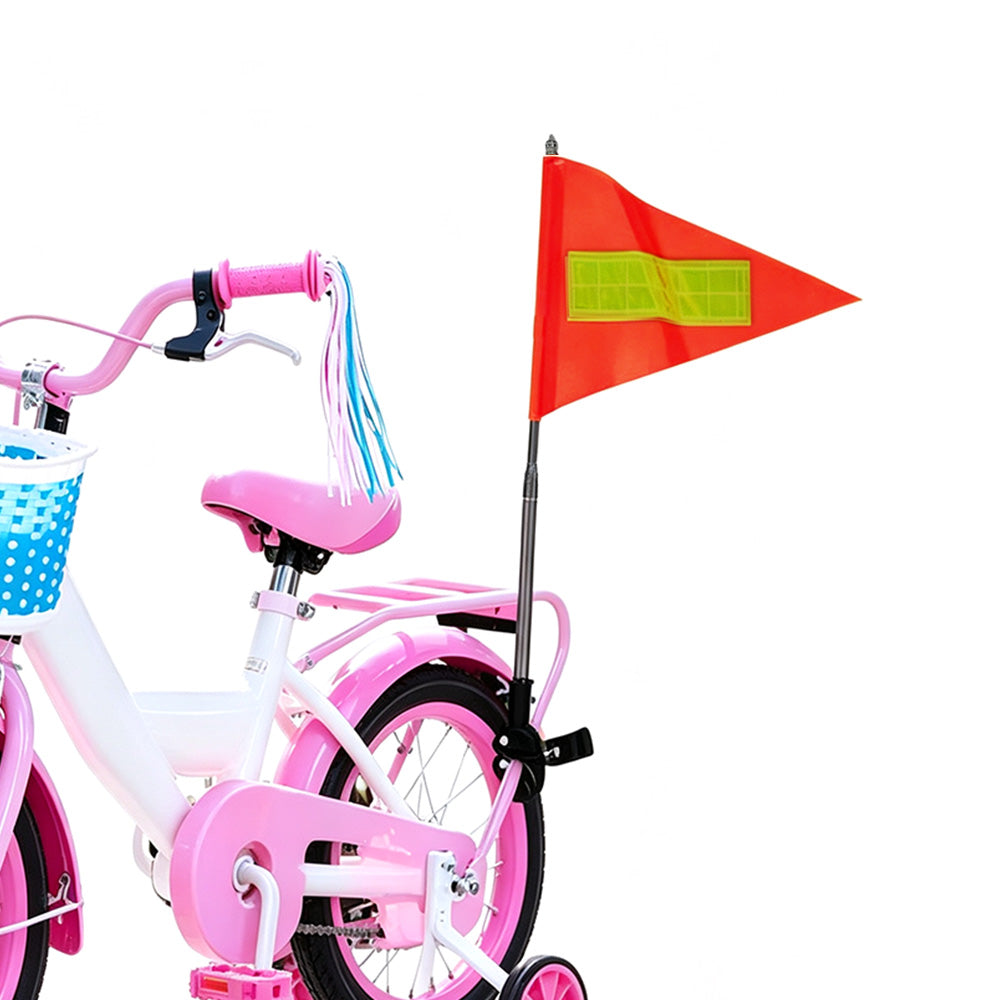 Bike Flag with Pole Reflective Strip Adjustable Stainless Steel Bicycle Handlebar Flag for Cycling