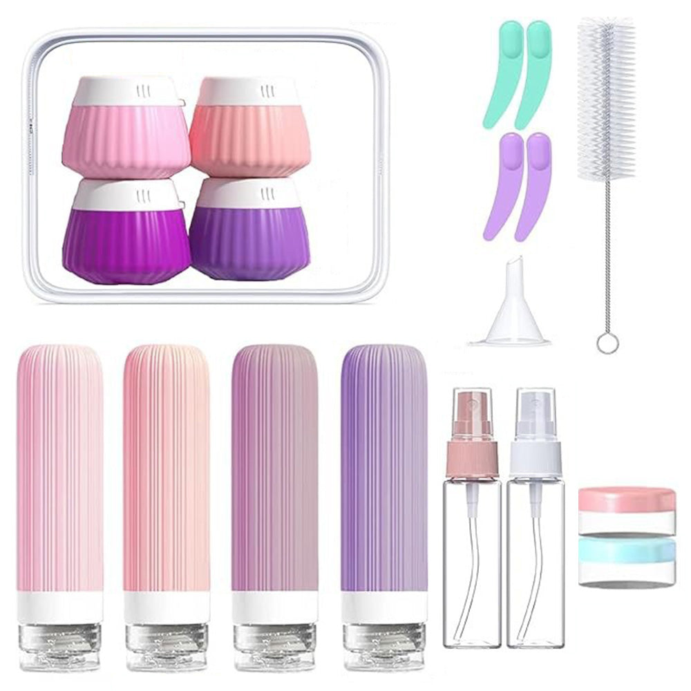 18 Piece Silicone Leak Resistant Travel Toiletry Bottle Set