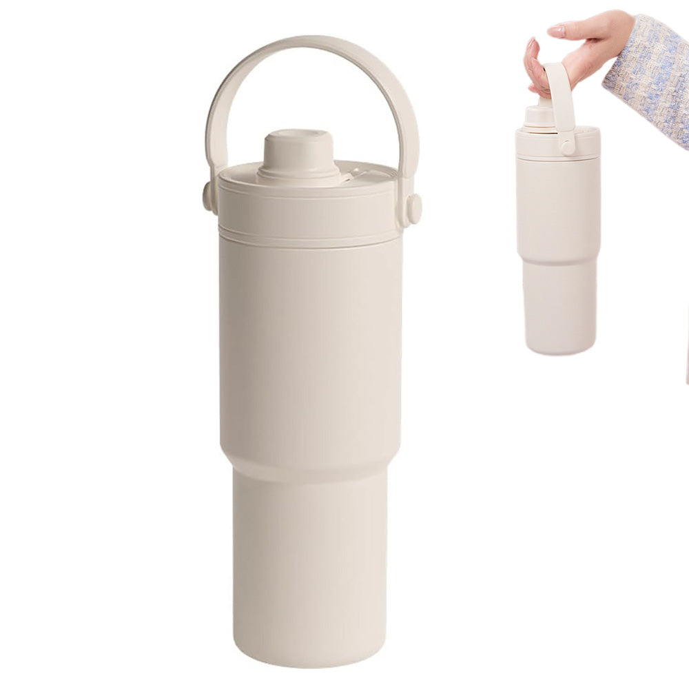 Dual Lid Tumbler with Straw 735ml Large Capacity Vacuum Insulated Water Bottle