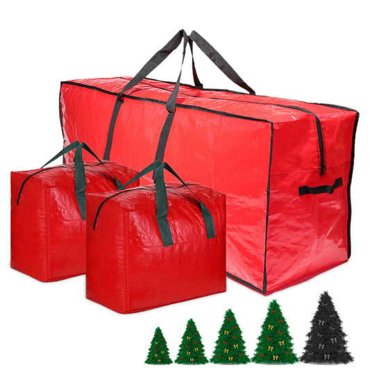 3pcs Large Christmas Tree Storage Bags PE Water-Resistant with Reinforced Handles and Zipper