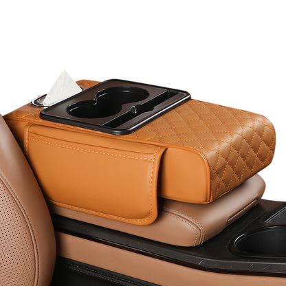 Car Armrest Cushion Organizer with Cup Holder Multi Functional Center Console Booster Pad