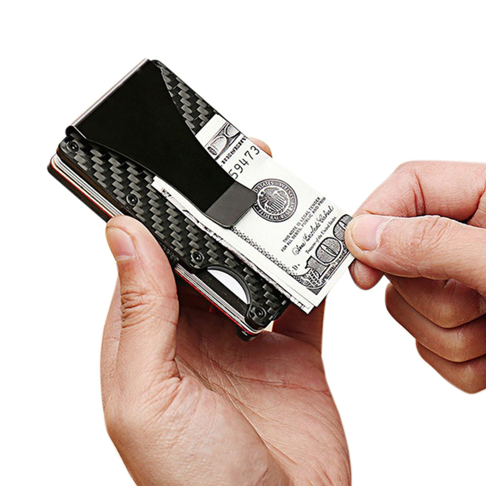 RFID Blocking Carbon Fiber Card Holder Slim Wallet for Men with Anti-Theft Protection