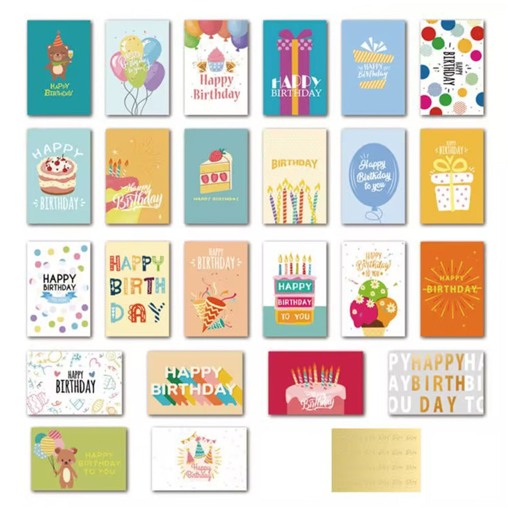 24 Pack Unique Birthday Cards Happy Birthday Card Bulk with Envelopes and Stickers