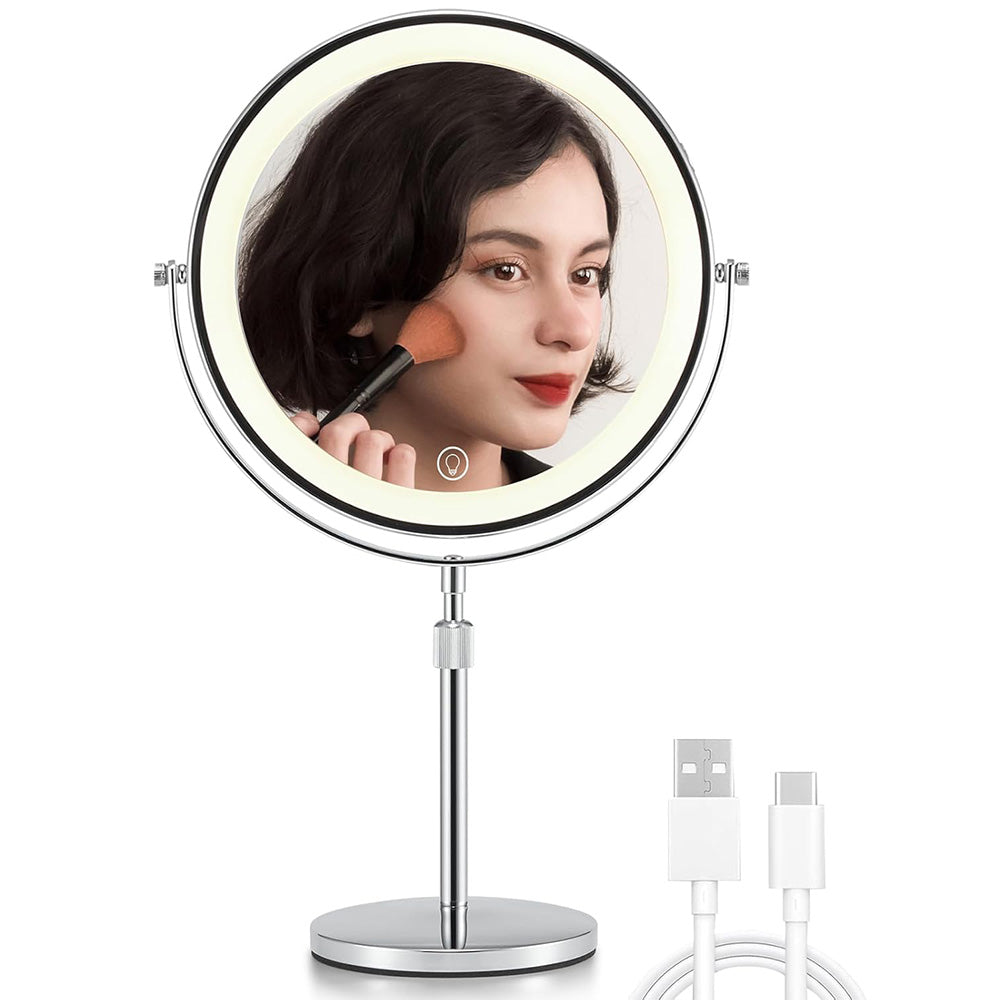 10X Magnifying Makeup Mirror with LED Light Foldable Cosmetic 360 Degree Rotation Mirror