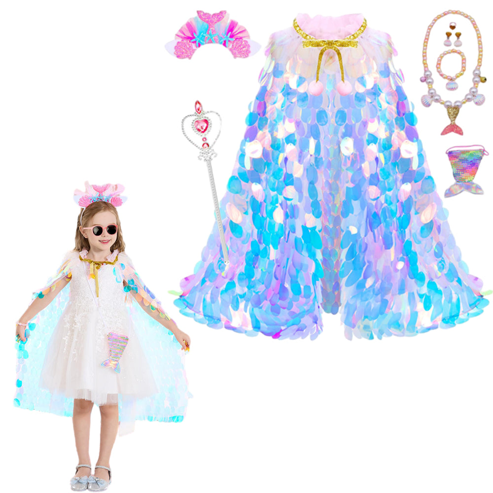 Princess Dress-Up Clothes 9Pcs Mermaid Dress-Up Cape Kit